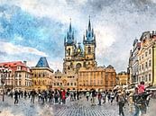 Prag Aquarell Kunst #Prag von JBJart Justyna Jaszke Miniaturansicht