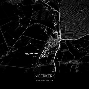 Schwarz-weiße Karte von Meerkerk, Utrecht. von Rezona