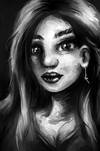 Zwart wit en grijstinten - gezicht van jonge vrouw