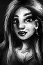 Schwarz und weiß und Grautöne - Gesicht der jungen Frau von Emiel de Lange Miniaturansicht