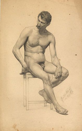 Gustav Klimt - Seated male nude (1879)