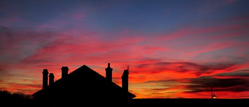 Coucher de soleil rose en hiver