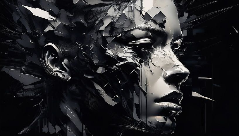 Women's face in black and white by Mustafa Kurnaz