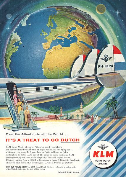 Vintage Werbung KLM 1956 von Jaap Ros