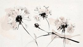 Minimalistische und elegante Malerei mit Pusteblumen