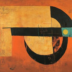 Kreis über einem warmen orangefarbenen Feld von Moderne Kollektion