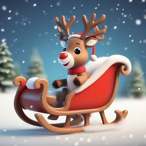 3d reindeer in a sleigh
