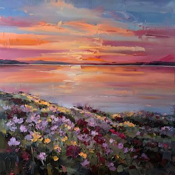 Oil painting: Sea of Flowers by FoXo Art