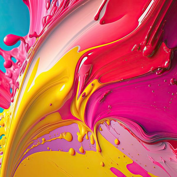 PAINT SPASH in Gelb-Rot-Rosa mit etwas Aqua von Marianne Ottemann - OTTI