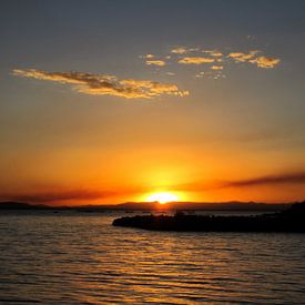 Sunset at Lake Titicaca in Peru by Thomas Zacharias