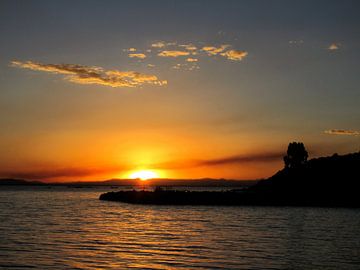 Sunset at Lake Titicaca in Peru by Thomas Zacharias
