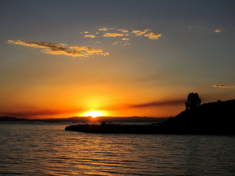 Sunset at Lake Titicaca in Peru by Thomas Zacharias