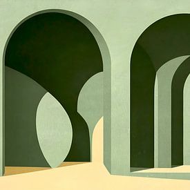 Bauhaus boogschildering in saliegroen van FRESH Fine Art