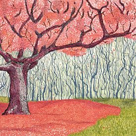 Red Tree van Yvonne Jansen