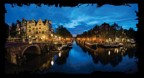 Amsterdamse Grachten bij nacht light