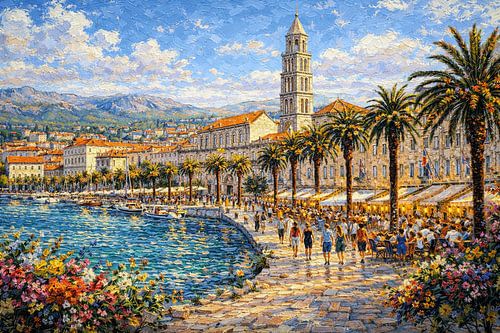 Split in Kroatië, een impressionistisch schilderij.