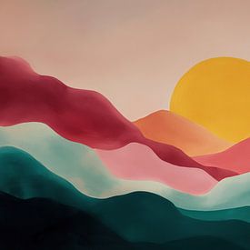 Panorama aux couleurs douces d'un coucher de soleil coloré sur TheXclusive Art