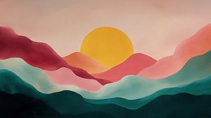 Gekleurde zonsondergang zachte kleuren panorama
