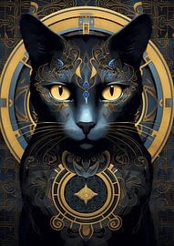 Art déco or avec chat noir sur Jan Bechtum