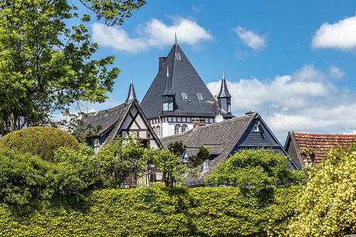 Vakwerkhuizen in de oude stad Eltville am Rhein in de Rheinga