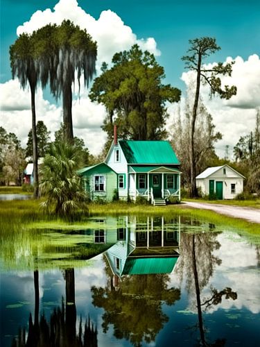 huis eenzaam meer weerspiegeling landschap idylle