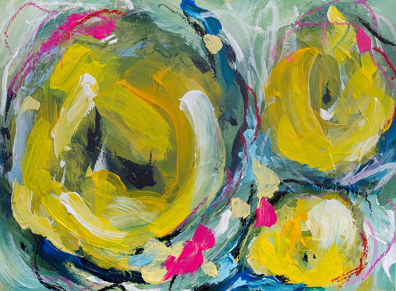 Cheer up buttercup - kleurrijk abstract schilderij van QEIMOY
