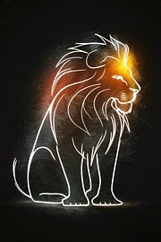 Majestätischer Löwe Minimal Line Art von Art & Soul Creations