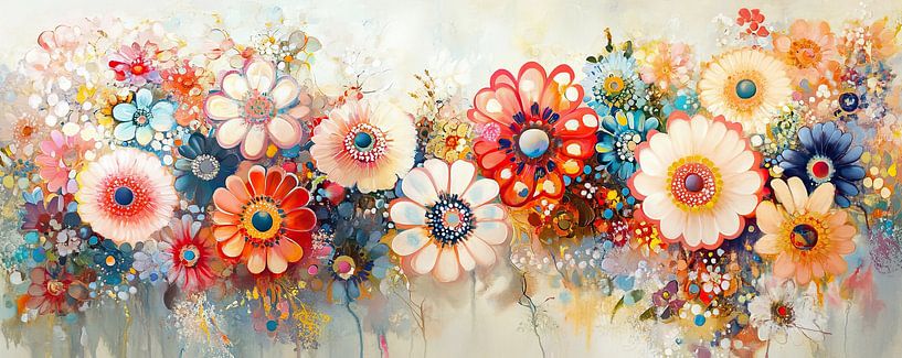 Buntes Blumenfeld von Wunderbare Kunst