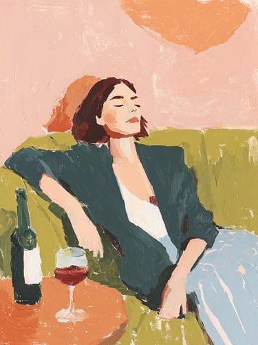 Frau mit einem Glas Wein
