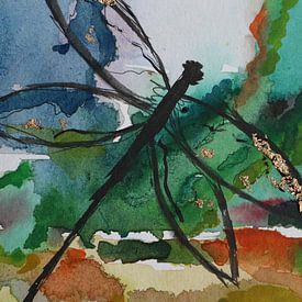 Der Sommer naht, die Libelle in ihrer ganzen Pracht, umgeben von den Farben des Sommers. von Ireen Bos