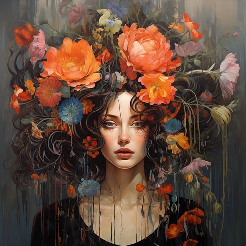 Vrouw met bloemen creatief