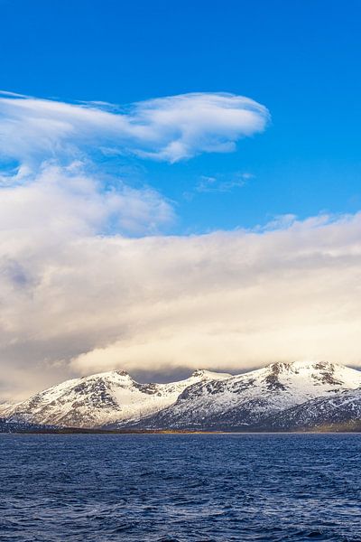 Berge und Felsen im Winter nahe Harstad in Norwegen von Rico Ködder