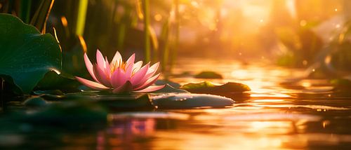 Blooming water lily in the sunlight