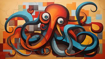 Abstracte octopus kubisme panorama van TheXclusive Art