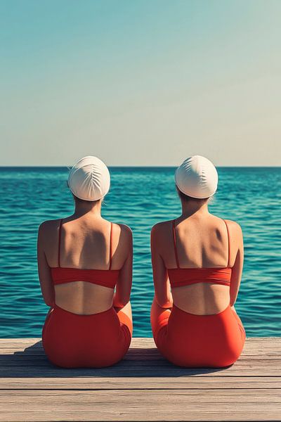 Two swimmers in the water by Poster Art Shop