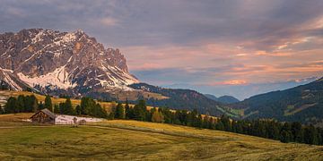 Panorama of a sunrise in the Dolomites