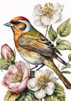 Vogel auf Blume sitzend