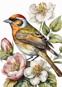 Oiseau assis sur une fleur