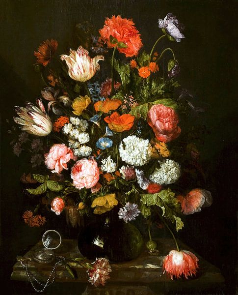 Floral still life with watch, Abraham van Beijeren by Masterful Masters