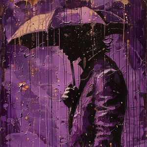 Lila Regen Mann Silhouette