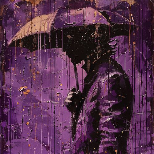Purple rain man silhouette