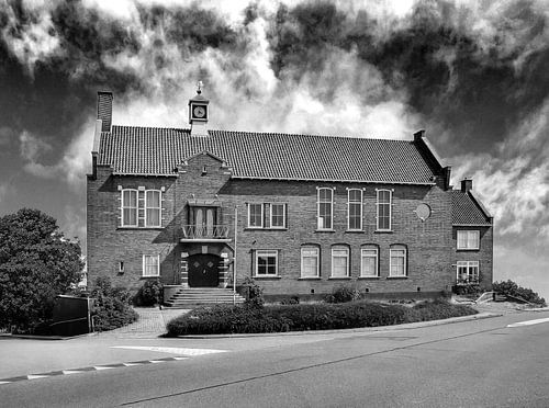 Oude raadhuis Arkel in Zwart Wit