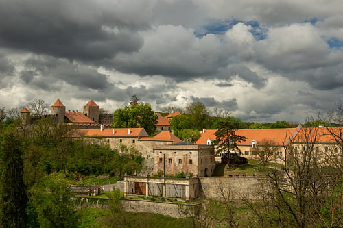 Une forteresse bohème intemporelle – Panorama d'un château verdoyant pour un salon spacieux