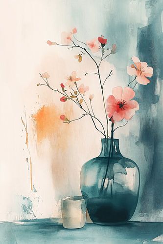 Turquoise vase in watercolor no.10