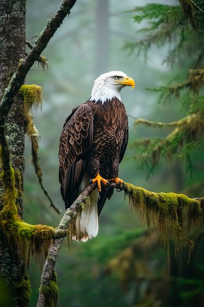 Bald eagle in the forest by Poster Art Shop