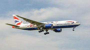 Atterrissage du Boeing 777-200 de British Airways. sur Jaap van den Berg