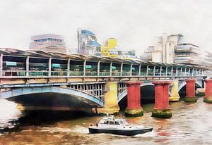 Boot unter der Blackfriars Eisenbahnbrücke hindurch