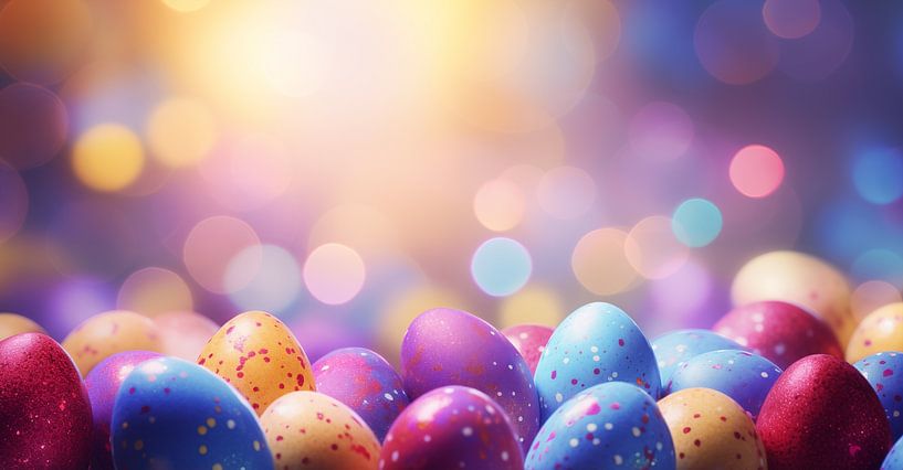 Bunter Bokeh-Hintergrund mit Osterneier für Ostern von Animaflora PicsStock