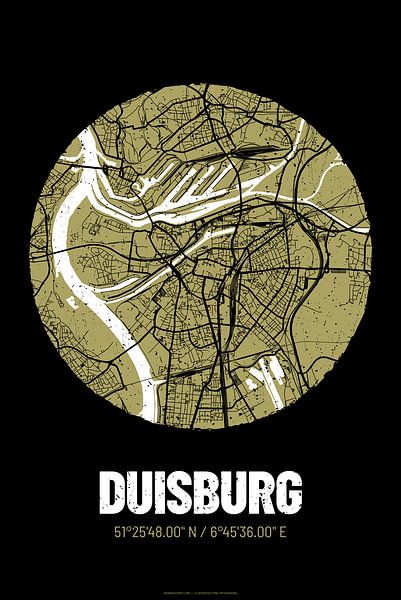 Duisburg – City Map Design Stadtplan Karte (Grunge) von ViaMapia