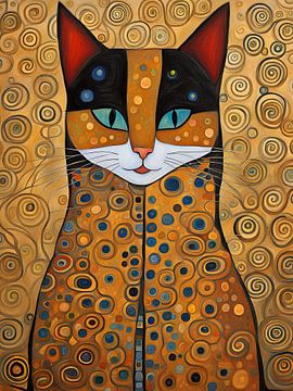 Kattenkunst in de stijl van Gustav Klimt (Nr.1) van Vincent the Cat